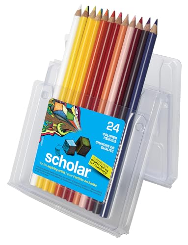 Prismacolor Scholar Colored Pencils, 24 Count - Vibrant Colors, Art Supplies, Drawing, Coloring, For Beginner Artists - size: 24 Count (Pack of 1), style: Old Packaging