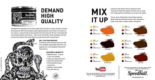 Speedball Professional Relief Ink Supergraphic Black 8OZ - color: Supergraphic Black, size: 8 fl oz
