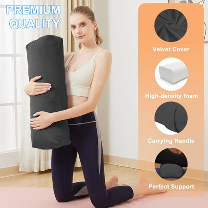 Rectangular Yoga Bolster Pillow for Restorative Yoga - color: Black