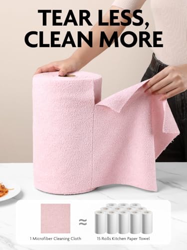 Fantasticlean Microfiber Cleaning Cloth Rolls - 150 Sheets (Pink, Lavender) - color: Pink and Lavender, size: 150 pack