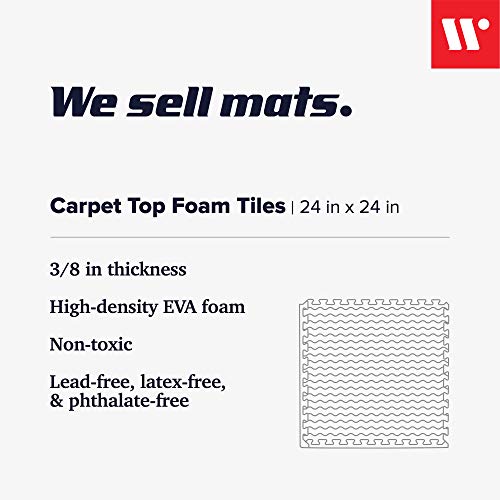 We Sell Mats 3/8 Inch Thick Interlocking Foam Carpet Tiles Durable Carpet Squares Anti Fatigue Support for Home Office or Classroom Use - color: Olive, style: 48 Square Feet (12 Tiles)