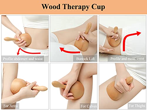 Komogir Handhleld Wooden Massage Cup Wood Therapy Massage Tool Body Sculpting Tools for Maderoterapia,Lympahtic Drainage,Anti-Cellulite,Muscle Pain Relief
