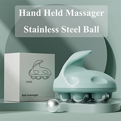 WMM Hand Held Massager, Full Body Massage Tool with Roller Ball Massager Manual 360-degree-roller for Muscle Back Neck Joint Foot Shoulder Leg Pain Relief with Portable Design - color: Green