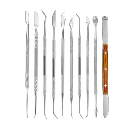 10 PCS Dental Wax Carving Tools Stainless Steel Waxing Modeling Kits | Wax Carvers Set Plaster Knife Metal Clay Sculpting Pottery Sculpture Tools Double Ended Tools