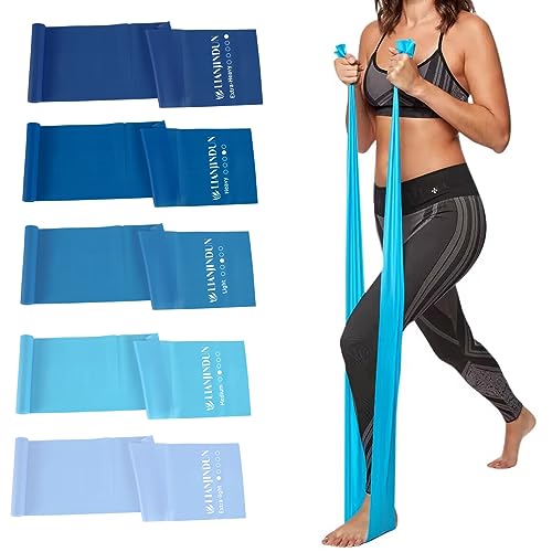Resistance Bands for Working Out, Physical Therapy, Exercise, Pilates, Yoga - color: Gradient Blue Set