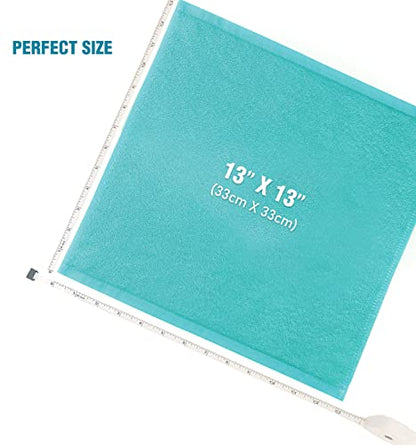 Washcloths 12 Pack 33 x 33 cm - Soft Face Cloths for Your Facial Towel, Wash Cloths for Your Body (White + Teal) - color: White+teal