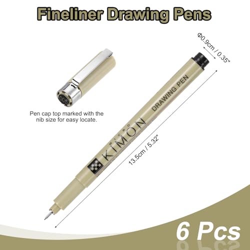 PATIKIL Fineliner Pens, 0.2mm Fine Points Drawing Pen Waterproof Inking Markers Liner Artist Watercolor Supplies Drawing Kit for Adult Sketching Journaling, Pack of 6 - style: 0.2mm Fine Points