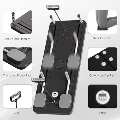 JANUA Pilates Board - Pilates Reformer Set, Multi-Purpose Foldable Pilates Reformer Board for Home, 5 in 1 Pilates Sliding Board - color: Black