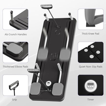 JANUA Pilates Board - Pilates Reformer Set, Multi-Purpose Foldable Pilates Reformer Board for Home, 5 in 1 Pilates Sliding Board - color: Black