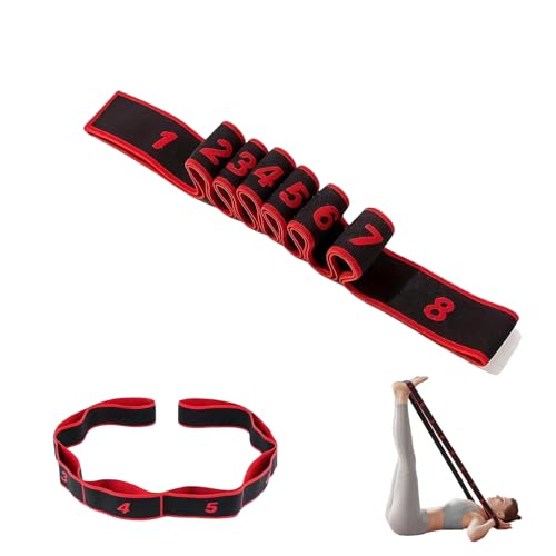 Fitness Resistance Band for Stretching and Yoga, 8-Section Elastic Stretch Strap with Numbered Markings, Adjustable Training Band for Pilates, Flexibility, Home Gym Workout