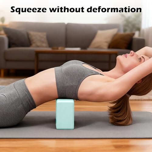 Leikefitness Yoga Blocks 2 Pack,Lightweight-High Density Eva Foam Soft Non-Slip for Yoga, Pilates, Meditation 9"×6"×3" - color: Green