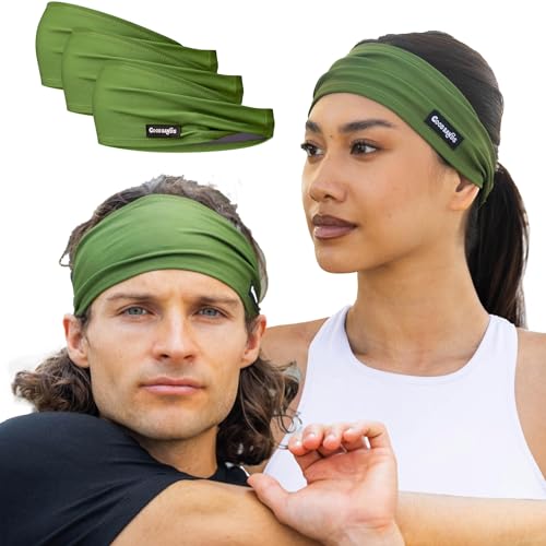 Good Bands Sweat Headbands for Men and Women, Non Slip Workout Sweatband - color: Green, size: Single