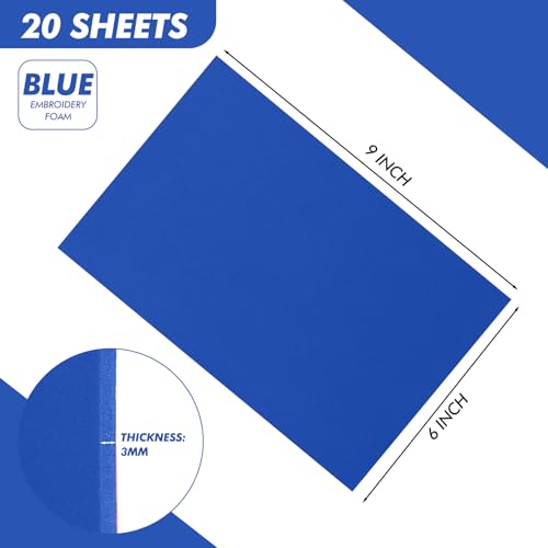 20 Pcs 3mm Embroidery Foam EVA Foam Sheets for 3D Embroidery Arts and Crafts, DIY Projects, Hand Sewing, Quilting, Hats, Cosplay Costumes, Pillows(Dark Blue,6 x 9 Inch) - color: Dark Blue, size: 6 x 9 Inch