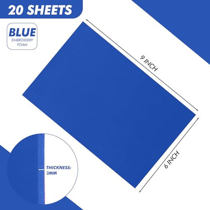 20 Pcs 3mm Embroidery Foam EVA Foam Sheets for 3D Embroidery Arts and Crafts, DIY Projects, Hand Sewing, Quilting, Hats, Cosplay Costumes, Pillows(Dark Blue,6 x 9 Inch) - color: Dark Blue, size: 6 x 9 Inch