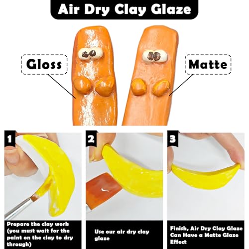 EIGTWEN 100ml Air Dry Clay Glaze and 29pcs Clay Tools Kit, Matte Varnish | Matte Glaze, Waterproof,Prevents Clay Scratches & Wear, Air Dry Clay Tool,Dotting Tools,Ball Tools,Carving Tools,Shaper Tools - size: Matte
