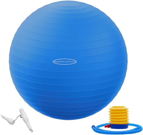 Fitvids Anti-Burst and Slip Resistant Exercise Ball Yoga Ball Fitness Ball Birthing Ball with Quick Pump - color: Blue, size: S(15-18in/38-45cm)
