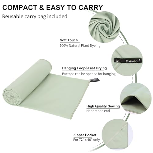Rainleaf Microfiber Towel Quick Dry Camping & Travel & Gym Towel. Compact - color: Bean Green, size: 40.00" x 20.00"