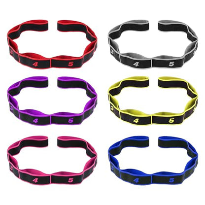8-Section Dance Stretching Belt, Multi-Loop Pilates Pull Strap with Numbers, Elastic Latin Dance Stretch Band for Yoga, - color: Purple