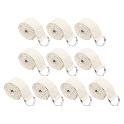 PATIKIL Yoga Strap for Stretching, Cotton Yoga Belt with Adjustable Metal D-Ring Buckle Stretch Band for Fitness Pilates - color: White
