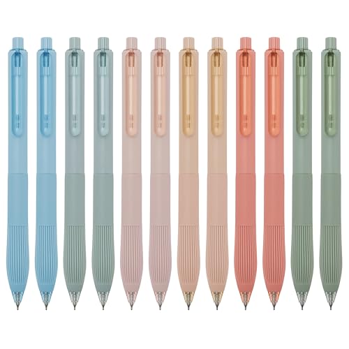 Linbsunne Gel Pens, 0.5mm Black Ink Pens Quick Dry, Macaron 12 pcs | Fine Point Smooth Writing Pens with Comfort Grip Retractable Pen for Nurses Teacher, Journaling, Office School Supplies - color: Macaron 12pcs