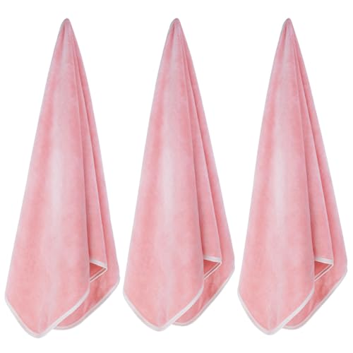 Microfiber Gym Towels Bigger Size Super Soft for Exercise Fitness, Sports | Highly Absorbent Workout Towel, 380-GSM 15 x 31-Inch Quick-Drying Yoga Towels (3 Pack, Pure Pink) - color: Pure Pink, size: 3P-15x31 inches