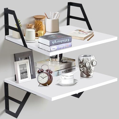 Tectocker-DOU 2 Pc Deep Floating Wall Shelves, Heavy Duty, 15.7×11.8, White - color: White, size: 15.7W×11.8D