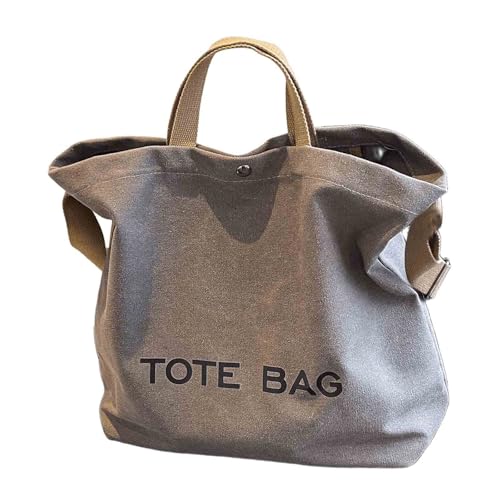 Canvas Retro Tote Bag - Large Capacity Commuter Handbag and Shoulder Bag - color: Gray