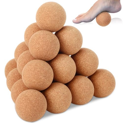 Seenelling 20 Pcs Cork Massage Ball 2.5 Inch Solid Hard Myofascial Release Yoga Ball for Back Foot Neck Pain Therapy Portable Tissue Muscle Release Tool for Home Office Travel - size: 2.5 Inch