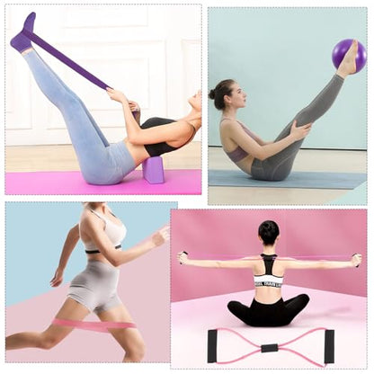 21 Pcs Pilates Ring Circle Set for Women, Includes 9.8 in Ball Yoga, Ring Stretching, Strap Bands, Non Slip Socks, Back Bags for Workout, Commonly Used for Yoga, Pilates, Stretching, Fitness