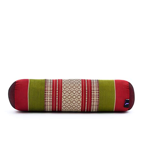 Leewadee Small Yoga Bolster – Shape-Retaining Cervical Neck Roll, Tube Pillow for Comfortable Reading, Kapok Filling, 22 x 6 x 6 inches - color: Sf11 - Red, Green