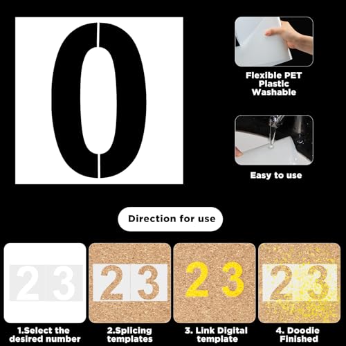 SATINIOR 16 Inch Large Letter Stencils and Numbers, 36 Pcs Reusable Alphabet Stencils Plastic Numbers Templates Craft for Wood Wall Fabric Signage Chalkboard Painting DIY Projects (Standard) - size: 16 Inch, style: Standard