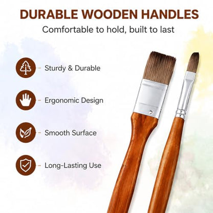 25PCS Paint Brush Set for Watercolor, Acrylic, Gouache and Oil Paint | tumuarta Artist Paint Brushes Kit, Synthetic Nylon Round & Flat Detail Brushes for Art Drawing Beginners & Artists