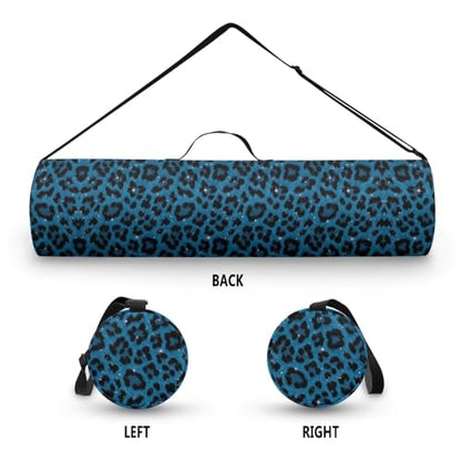 Yoga Mat Bag for Women & Men Full-Zip Yoga Mat Carrier Bag for Class Workout Park with Adjustable Strap - color: Blue Leopard Printed