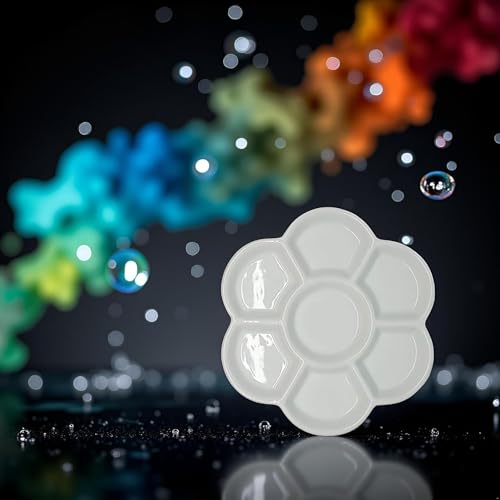 2Pcs White Porcelain Watercolor Palette - Washable Ceramic Paint Tray with Non-Stick Surface, Professional Artist-Grade Mixing Palette for Studio and Outdoor Painting