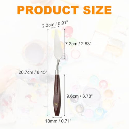 HARFINGTON Palette Knife Painting Tool 2.83 x 0.91 Stainless Steel Art Spatula Pallet Knives Scrapers Tools with Beech Wood Handle for Acrylic Oil Canvas Mixing Spreading, Red/Silver - size: 2.83" x 0.91"
