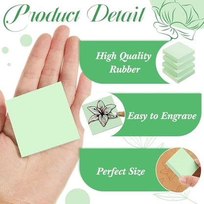 Frienda 24 Pcs 2" x 2" Rubber Carving Blocks Linoleum Blocks for Printmaking, Stamp Making, DIY Crafting, Scrapbook, Painting, Soft and Easy to Carve (Mint Green) - color: Mint Green