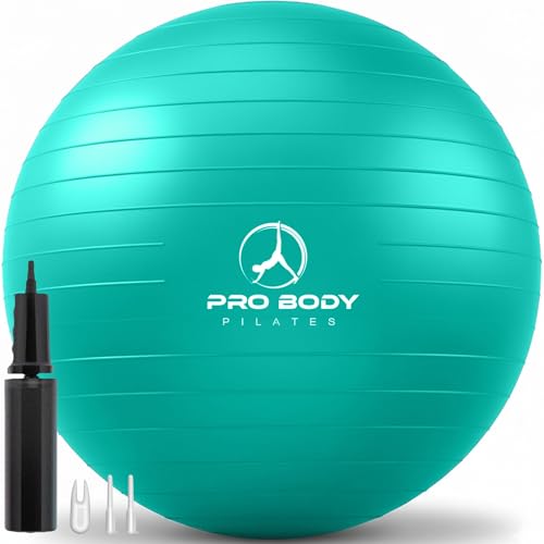 ProBody Pilates Yoga Ball - Gym Grade Exercise Ball - color: Aqua, size: L: 23-26 inches/58-65 cm