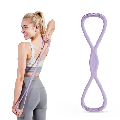 Figure 8 Resistance Band, Figure 8 Resistance Bands for Women Men,Resistance Band Figure for Working Out, Non-Slip Handles, Home Gym, Yoga & Physical Therapy - color: 15 LBS Purple