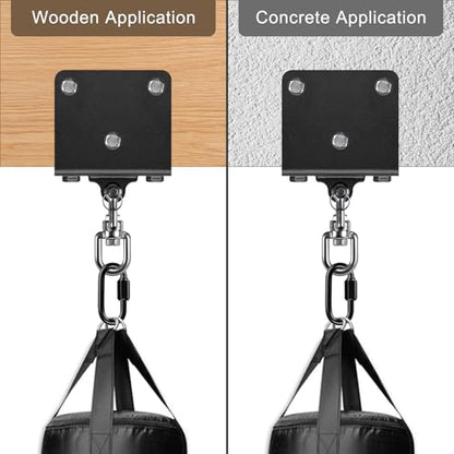 BeneLabel Heavy Bag Hanger for Punching Bag Beam Mount Hardware 360° Rotation Boxing Bag Ceiling Mount I-Beam Hanger for Hanging Heavy Punching Bags Wall Hangers - color: 360° Closed Connection Clasps with Carabiner