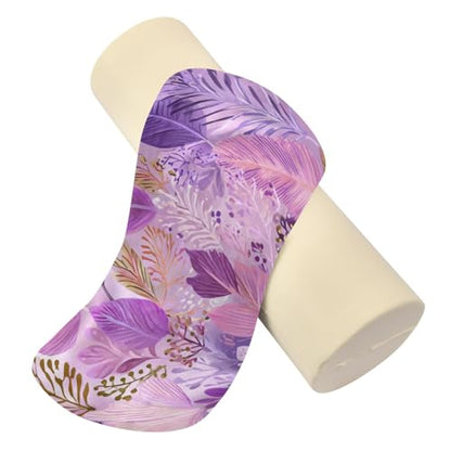 c Neck Roll Pillow Bolster Round Health Memory Foam Long Cervical Cylinder Pillows with Removable Washable Cover for Body Bed Legs Back Yoga - color: Boho Pink Leaf