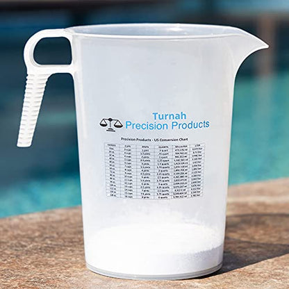 One Gallon 128oz Measure Pitcher - Convenient Conversion Chart - Strong Food Grade - Great for Lawn, Chemicals Pool, Ag, Lye, Home Hobbies, Motor Oil, Fluids - Turnah Precision Products, Made in USA - size: 128 oz