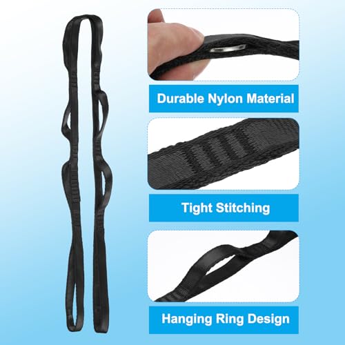 PATIKIL Daisy Chain Straps, Strong Climbing Strap Adjustable Nylon Chain Sling with Loops for Aerial Yoga Hammock Swing - color: Black, size: 43 Inch