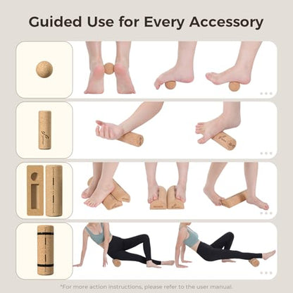 Sportneer Cork Balance Board, Foot and Ankle Strengthener Kit | 4-in-1 Foot Massage & Balance Trainer Set for Foot Pain Relief, Physical Therapy, Arch Training, Improve Balance & Stability