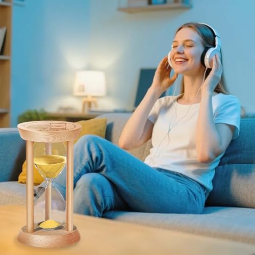 SuLiao Wooden Sand Timer 10 Minute Hourglass, Wood Blue Sand Clock, Small Watch 10 Min Timer, Hour Glass Sandglass for Home, Reloj De Arena, Office, Decorative, Game, Classroom