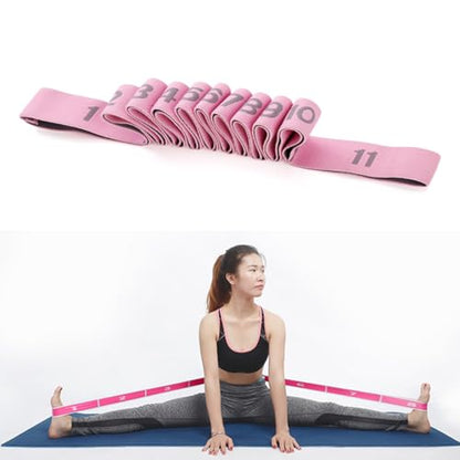 11 Loops Multi-Grip Stretch Strap with Numbers, Non-Slip Elastic Yoga Band for Physical Therapy, Ballet & Dance Flexibility
