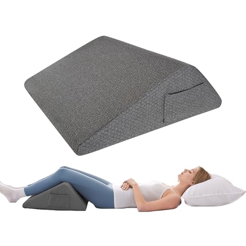 Knee Wedge Pillow, Memory Foam Leg Pillow Bed Wedge for Sleeping, Post Surgery Triangle Pillow Wedge for Knee Support, Leg Elevation, Knees Hip Back Pain Relief (23.6" x 23" x 7.9", Large Size, Black) - color: Black, size: 23.6*23*7.9 Inch