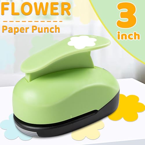 Flower Hole Punch 3 inch Flower Punches for Paper Crafts Scrapbooking | Large Flower Paper Punches for Crafting, Hole Punch Shape Flower, Craft Lever Punch for Card Making, Easy to Use, Clean Cut - style: Flower Paper Punch