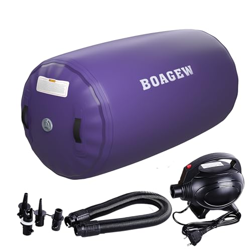 Gymnastics Mat with Air Roller,Inflatable Air Track Tumbling Mat for Home Gym Training, Tumble Track for Cheerleading/Gym/Training/Yoga/Beach/Water/Park Outdoor Use with Electric Air Pump ﻿ - color: Purple, size: 3.3ftx31.5inch