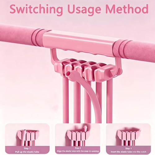 Multifunctional Pedal Resistance Band with Handles, 8-Level Adjustable Exercise Bands for Legs, Detachable TPE Workout Bands Resistance for Ab Crunch, Chest Expansion & Back Stretching - color: Pink