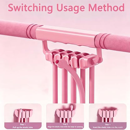 Multifunctional Pedal Resistance Band with Handles, 8-Level Adjustable Exercise Bands for Legs, Detachable TPE Workout Bands Resistance for Ab Crunch, Chest Expansion & Back Stretching - color: Pink